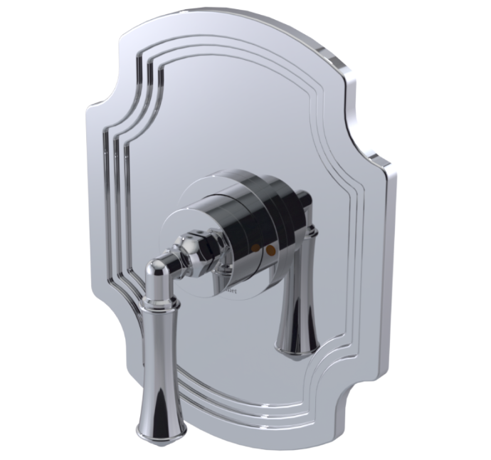 RUBINET 233RVL Raven Pressure Balance Tub & Shower with Three Way Diverter Shared Flow, 8" Ceiling Mount Shower Head, Tub Filler Spout, Hand Held Shower, Adjustable Bar & Integral Supply (Trim Only)