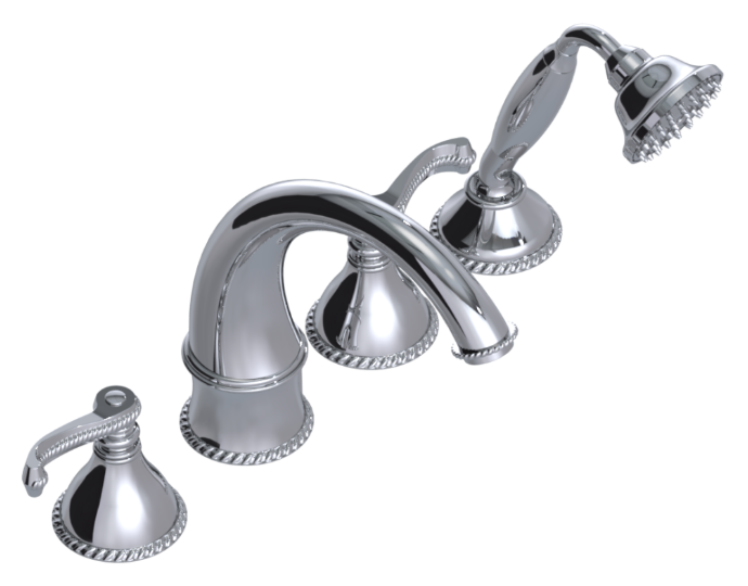 RUBINET 5HEJL Etruscan Four Piece Roman Tub Filler with Hand Held Shower with Jasmin (Trim Only)