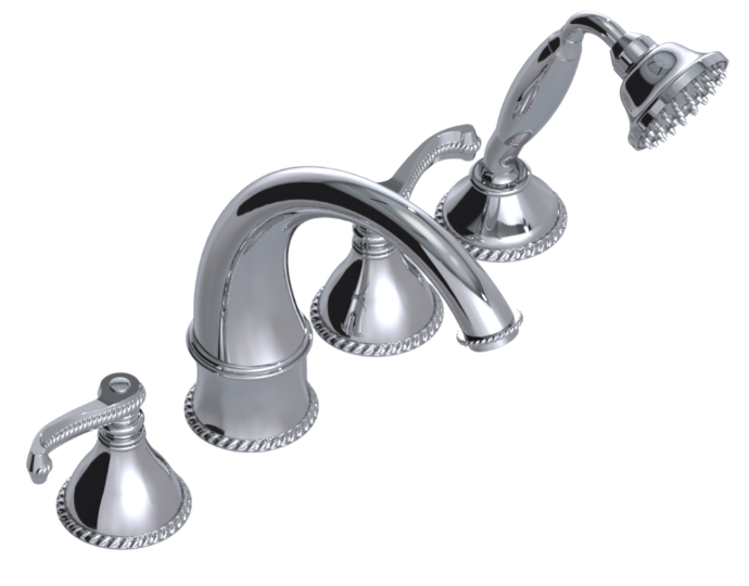 RUBINET 5HETL Etruscan Four Piece Roman Tub Filler with Hand Held Shower (Trim Only)