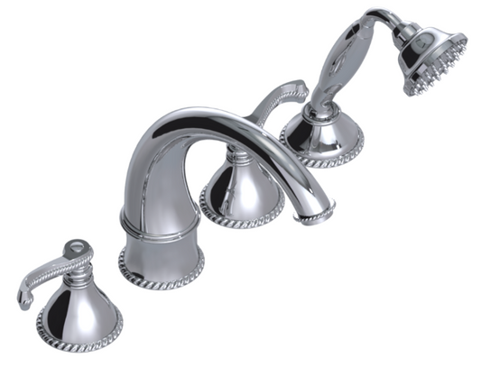 RUBINET 5HETL Etruscan Four Piece Roman Tub Filler with Hand Held Shower (Trim Only)