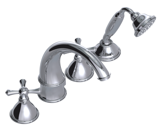 RUBINET 5HFJL Flemish  Four Piece Roman Tub Filler with Hand Held Shower with Jasmin (Trim Only)