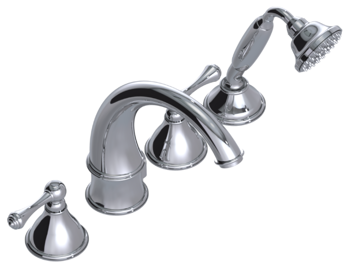 RUBINET 5HFJL Flemish  Four Piece Roman Tub Filler with Hand Held Shower with Jasmin (Trim Only) Main image