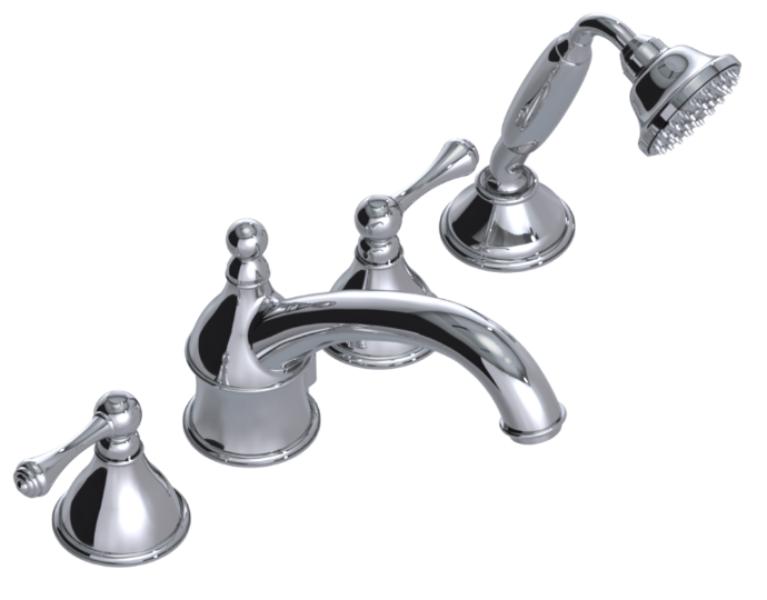 RUBINET 5HFML Jasmin Four Piece Roman Tub Filler with Hand Held Shower (Trim Only) Main image