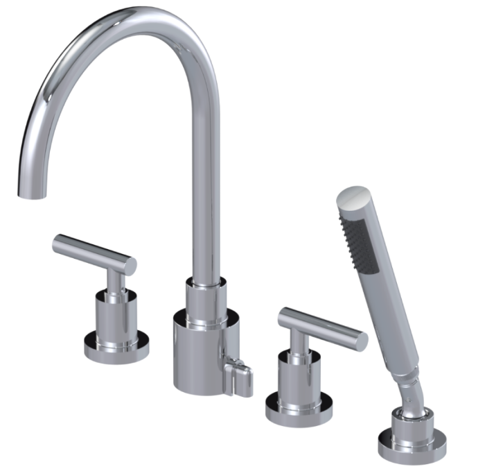 RUBINET 5HGLL Genesis Four Piece Roman Tub Filler with Hand Held Shower with LaSalle Spout (Trim Only) Main image