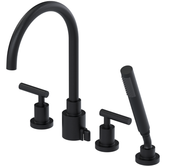 RUBINET 5HGLL Genesis Four Piece Roman Tub Filler with Hand Held Shower with LaSalle Spout (Trim Only)