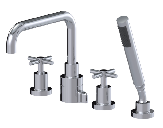 RUBINET 5HGNL Genesis Four Piece Roman Tub Filler with Hand Held Shower (Trim Only) Secondary image