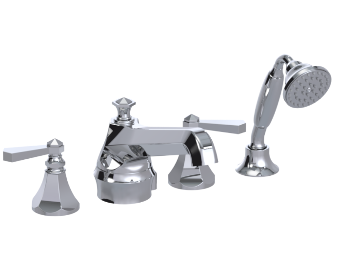 RUBINET 5HHXL Hexis Four Piece Roman Tub Filler with Hand Held Shower (Trim Only) Main image