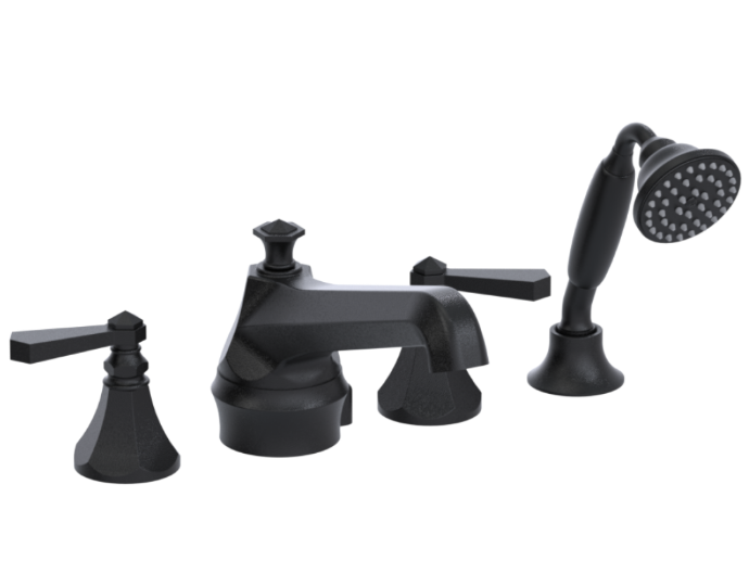 RUBINET 5HHXL Hexis Four Piece Roman Tub Filler with Hand Held Shower (Trim Only)