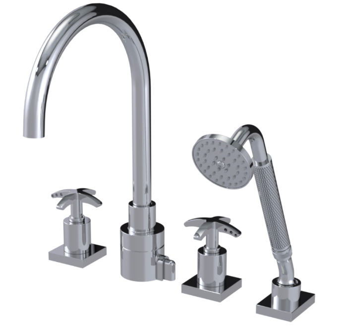RUBINET 5HLAR LaSalle Four Piece Roman Tub Filler with Hand Held Shower (Trim Only)