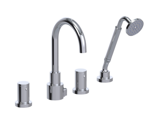 RUBINET 5HNLR H2O Four Piece Roman Tub Filler with Hand Held Shower with LaSalle Spout (Trim Only)