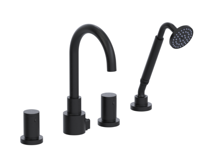 RUBINET 5HNLR H2O Four Piece Roman Tub Filler with Hand Held Shower with LaSalle Spout (Trim Only)
