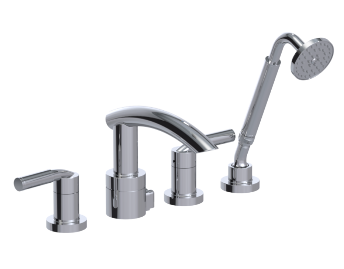 RUBINET 5HNVR Nouveau Four Piece Roman Tub Filler with Hand Held Shower (Trim Only)