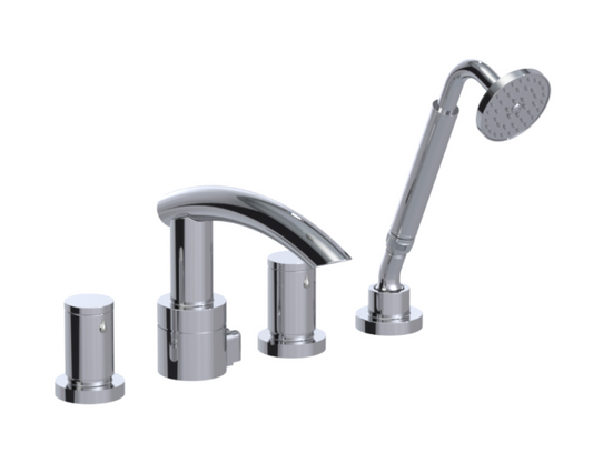 RUBINET 5HNVR Nouveau Four Piece Roman Tub Filler with Hand Held Shower (Trim Only)