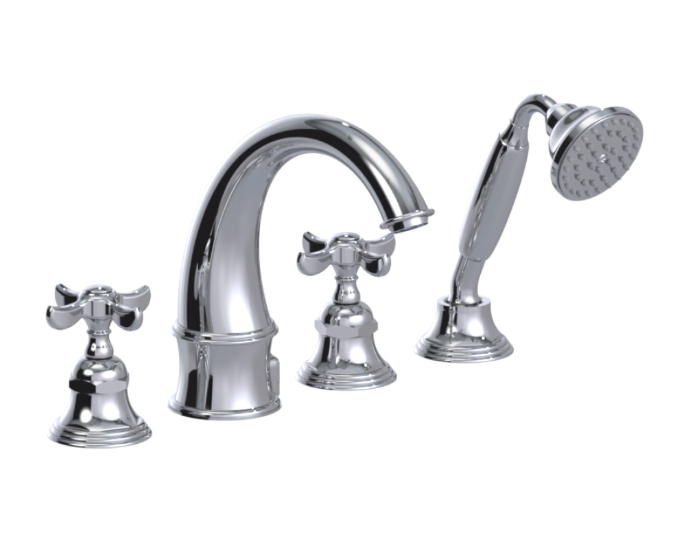RUBINET 5HRVJL Raven Four Piece Roman Tub Filler with Hand Held Shower with Jasmin (Trim Only)