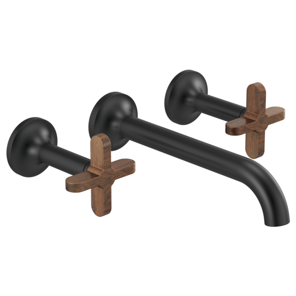BRIZO T65875LF Two-Handle Wall Mount Lavatory Faucet - Cross Wood Handles Main image