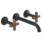 BRIZO T65875LF Two-Handle Wall Mount Lavatory Faucet - Cross Wood Handles