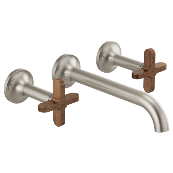 BRIZO T65875LF Two-Handle Wall Mount Lavatory Faucet - Cross Wood Handles Secondary image