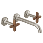 BRIZO T65875LF Two-Handle Wall Mount Lavatory Faucet - Cross Wood Handles