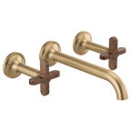 BRIZO T65875LF Two-Handle Wall Mount Lavatory Faucet - Cross Wood Handles