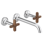 BRIZO T65875LF Two-Handle Wall Mount Lavatory Faucet - Cross Wood Handles