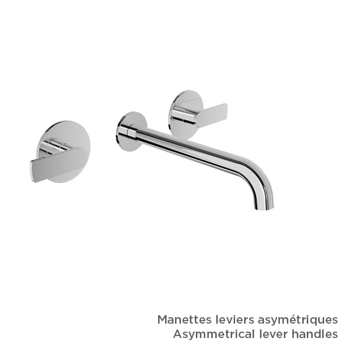BARIL Air B80 T80-8042-00L Trim Only For Two Handles Wall-Mounted Lavatory Faucet, Drain Not Included - matte-white - Asymmetrical