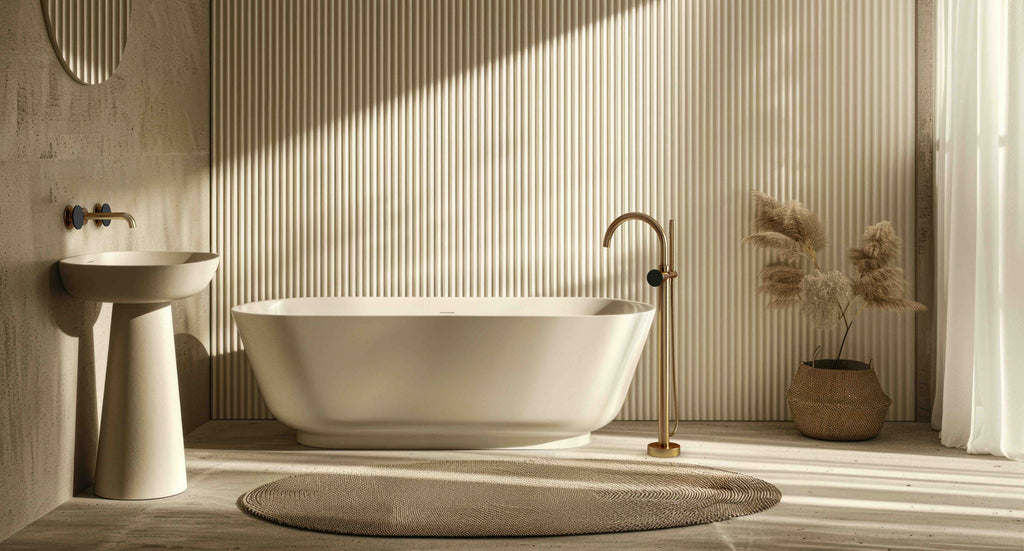 BARIL Air B80 T80-8046-00L Trim Only For Two Handles Wall-Mounted Lavatory Faucet, Drain Not Included - warm-gold - Symmetrical