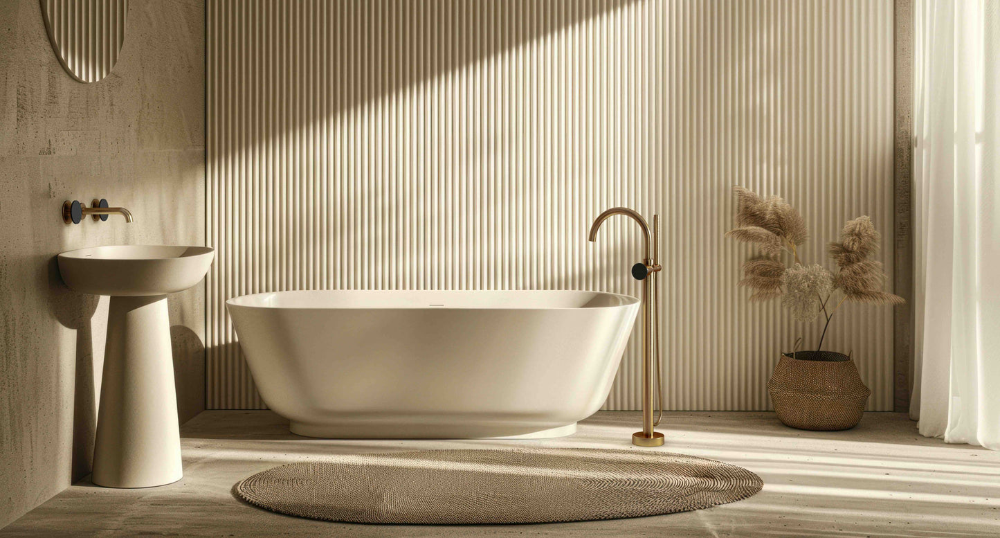 BARIL Air B80 T80-8046-00L Trim Only For Two Handles Wall-Mounted Lavatory Faucet, Drain Not Included - warm-gold - Symmetrical