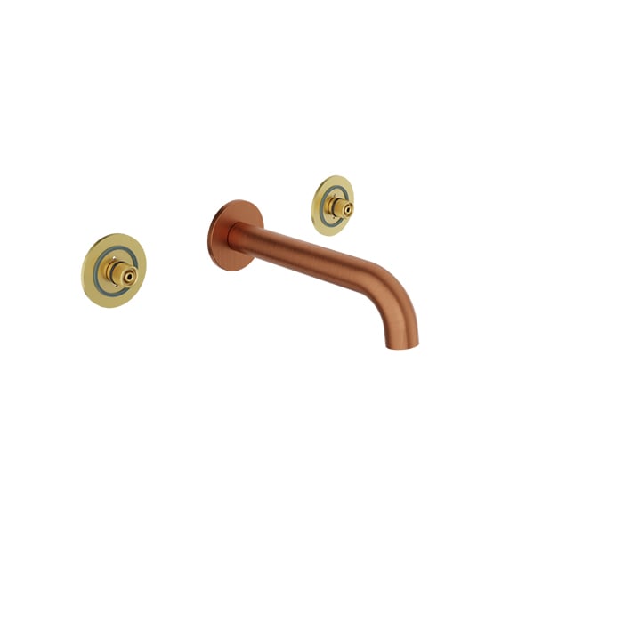BARIL Air B80 T80-8046-00L Trim Only For Two Handles Wall-Mounted Lavatory Faucet, Drain Not Included - satin-copper - Symmetrical