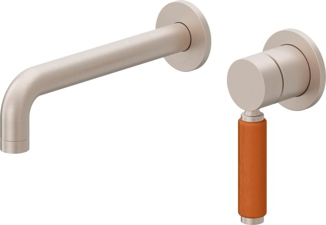 CALIFORNIA FAUCETS TO-V4101-7-OP Cayucos Single Handle Lavatory Wall Faucet Trim Only - Orange Porcelain Handle