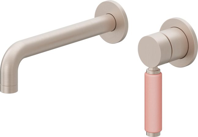CALIFORNIA FAUCETS TO-V4101-7-PP Cayucos Single Handle Lavatory Wall Faucet Trim Only - Pink Porcelain Handle