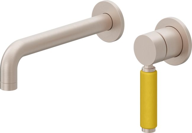 CALIFORNIA FAUCETS TO-V4101-7-YP Cayucos Single Handle Lavatory Wall Faucet Trim Only - Yellow Porcelain Handle