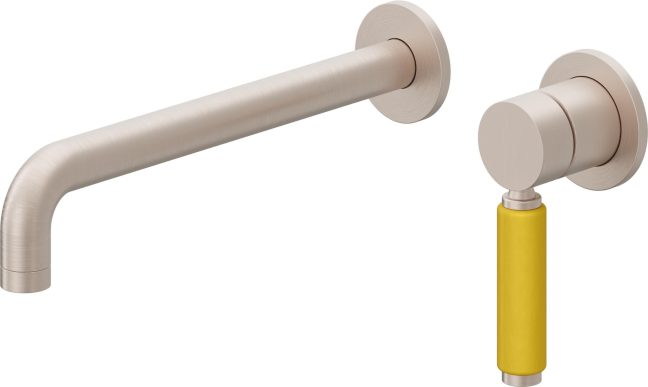 CALIFORNIA FAUCETS TO-V4101-9-YP Cayucos Single Handle Lavatory Wall Faucet Trim Only - Yellow Porcelain Handle