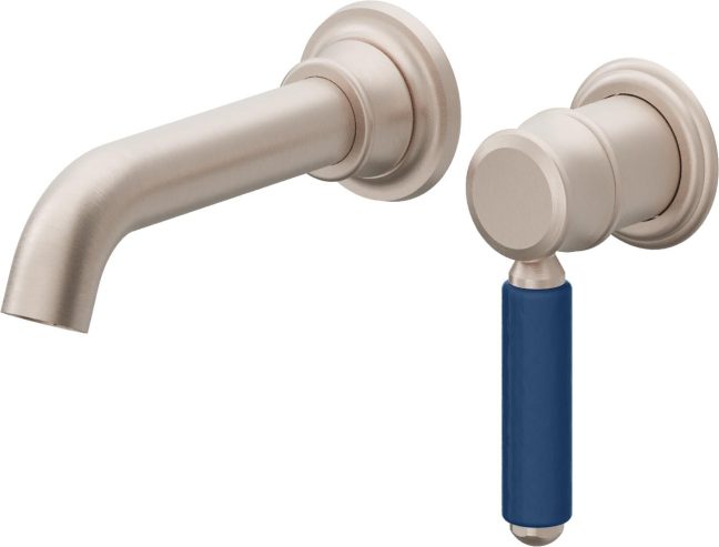CALIFORNIA FAUCETS TO-V6001-7-BP Del Mar Single Handle Lavatory Wall Faucet Trim Only - Blue Porcelain Handle