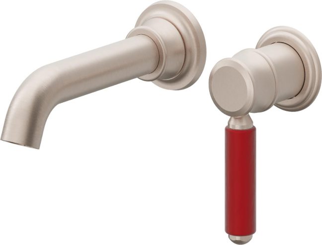 CALIFORNIA FAUCETS TO-V6001-7-RD Del Mar Single Handle Lavatory Wall Faucet Trim Only - Red Handle