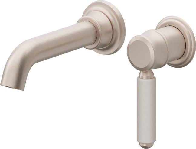 CALIFORNIA FAUCETS TO-V6001-7-WP Del Mar Single Handle Lavatory Wall Faucet Trim Only - White Porcelain Handle