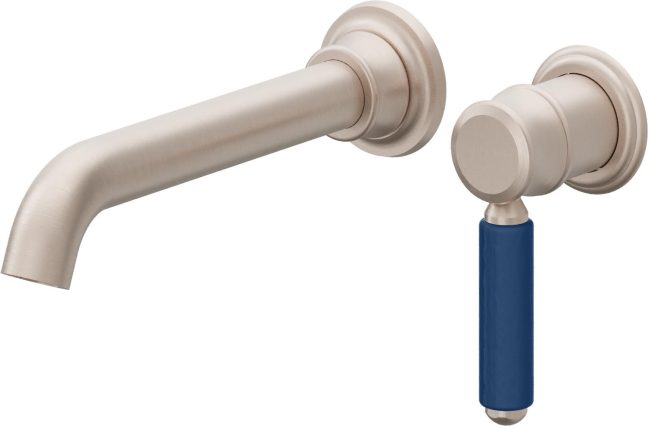 CALIFORNIA FAUCETS TO-V6001-9-BP Del Mar Single Handle Lavatory Wall Faucet Trim Only - Blue Porcelain Handle