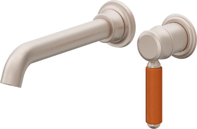 CALIFORNIA FAUCETS TO-V6001-9-OP Del Mar Single Handle Lavatory Wall Faucet Trim Only - Orange Porcelain Handle