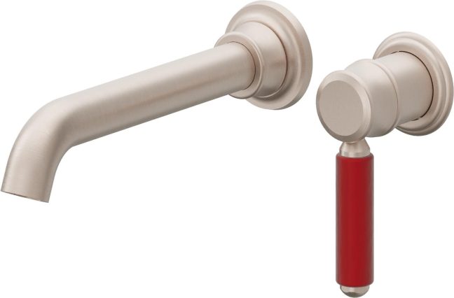 CALIFORNIA FAUCETS TO-V6001-9-RD Del Mar Single Handle Lavatory Wall Faucet Trim Only - Red Handle