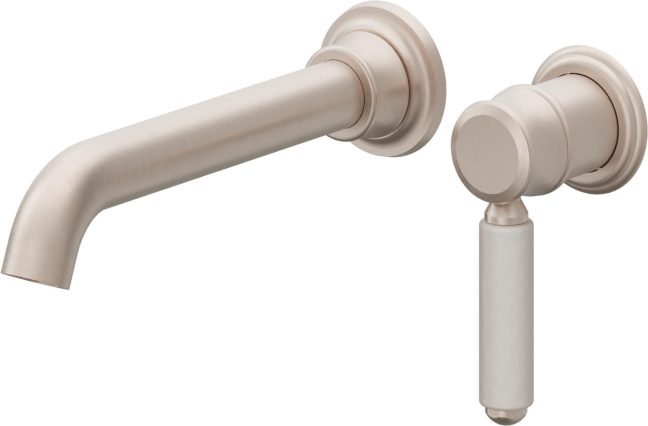 CALIFORNIA FAUCETS TO-V6001-9-WP Del Mar Single Handle Lavatory Wall Faucet Trim Only - White Porcelain Handle