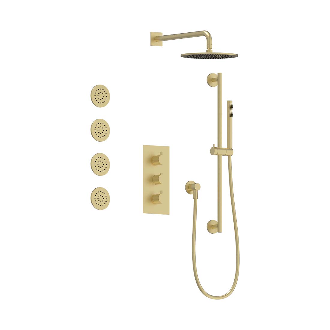 AQUALEM TSKT3103 Universal 3-Way RD Thermostatic Shower Trim Set, 4 Body Sprays (REQ.: HW3400.RI)