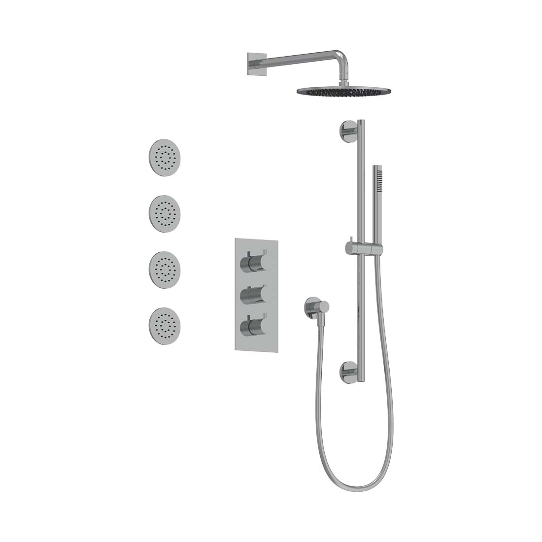 AQUALEM TSKT3103 Universal 3-Way RD Thermostatic Shower Trim Set, 4 Body Sprays (REQ.: HW3400.RI)