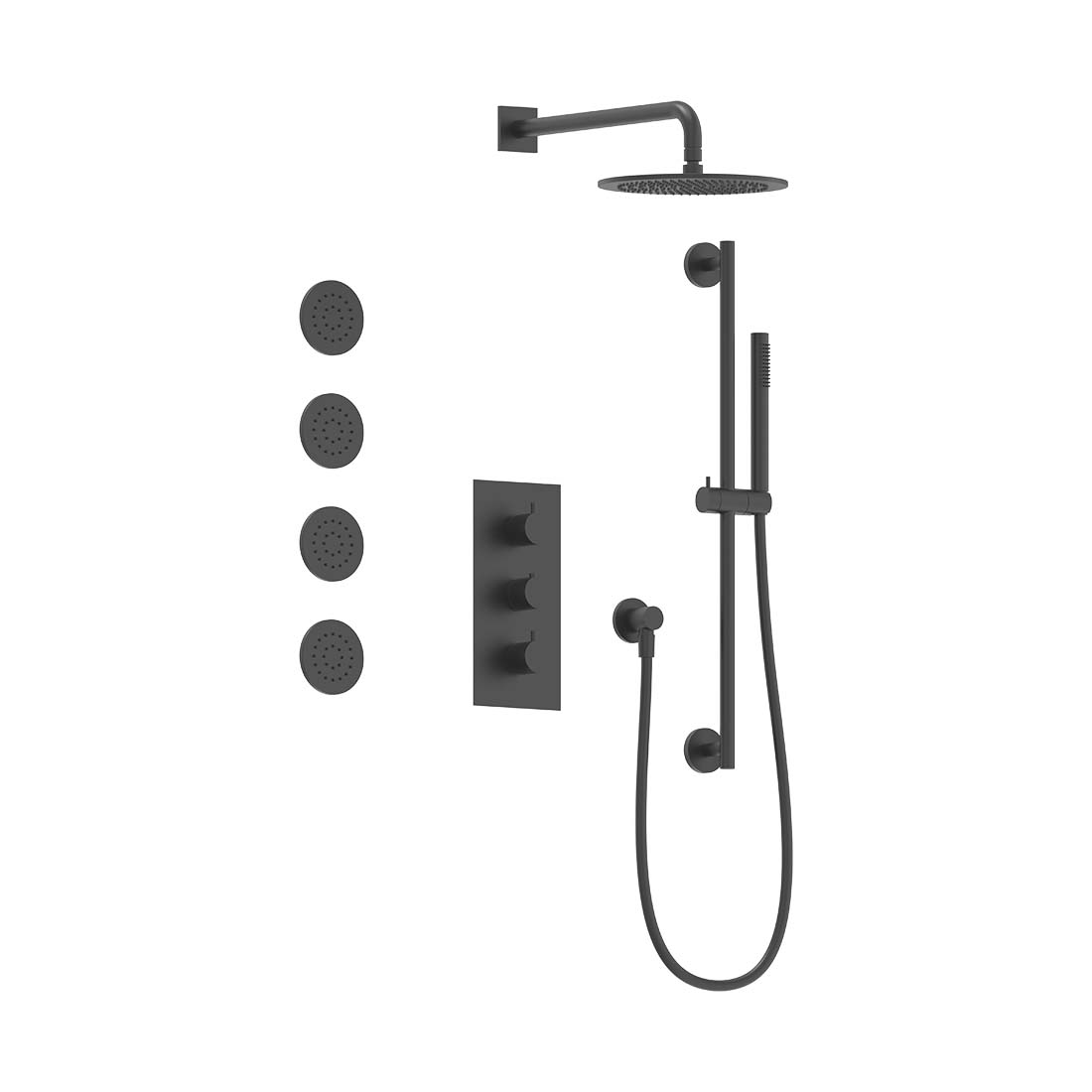 AQUALEM TSKT3103 Universal 3-Way RD Thermostatic Shower Trim Set, 4 Body Sprays (REQ.: HW3400.RI)