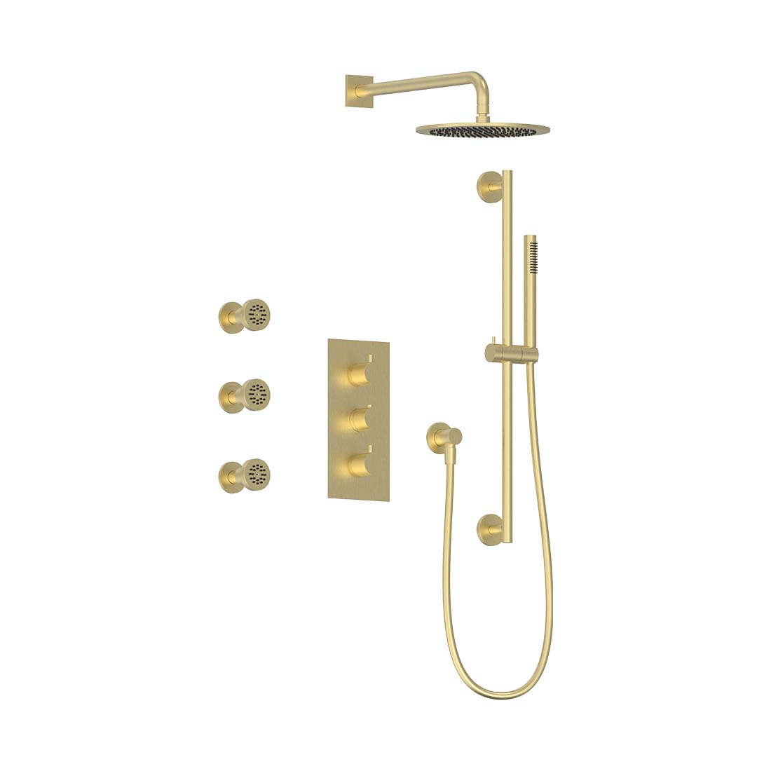 AQUALEM TSKT3103A Universal 3-Way RD Thermostatic Shower Trim Set, 3 ADJ Body Sprays (REQ.: HW3400.RI)