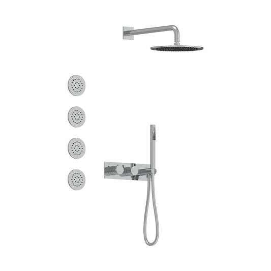 AQUALEM TSKT3114 Universal 3-Way RD Thermostatic Shower Trim Set, 4 Body Sprays (REQ.:HW2700.RI)