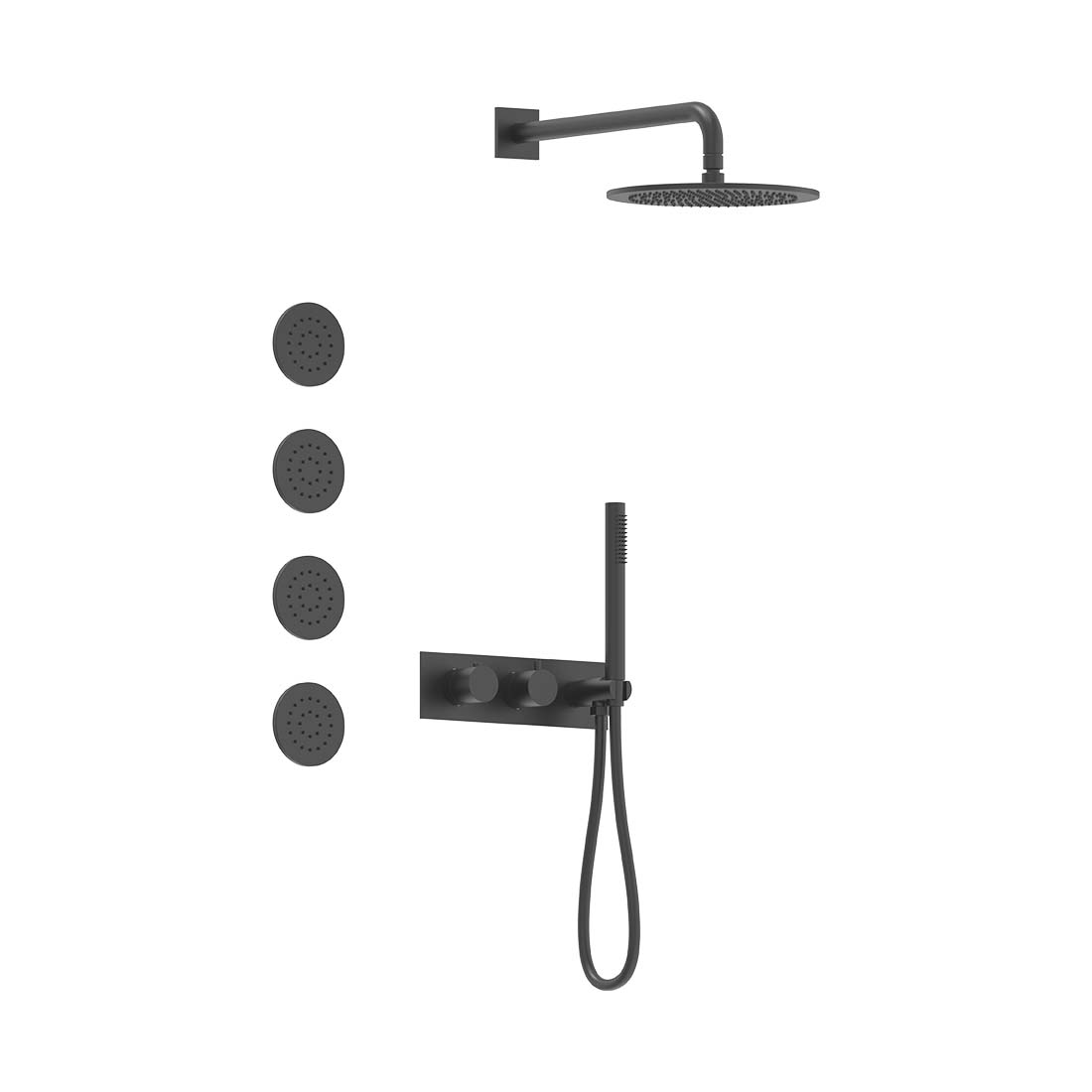 AQUALEM TSKT3114 Universal 3-Way RD Thermostatic Shower Trim Set, 4 Body Sprays (REQ.:HW2700.RI)