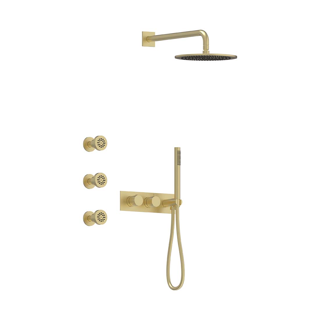 AQUALEM TSKT3114A Universal 3-Way RD Thermostatic Shower Trim Set, 3 ADJ Body Sprays (REQ.:HW2700.RI)