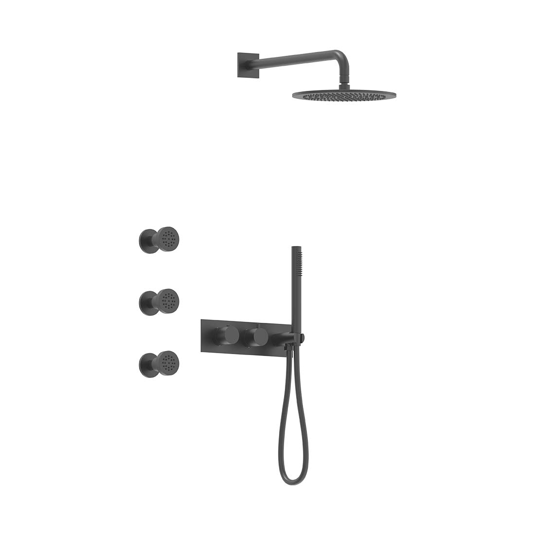 AQUALEM TSKT3114A Universal 3-Way RD Thermostatic Shower Trim Set, 3 ADJ Body Sprays (REQ.:HW2700.RI)