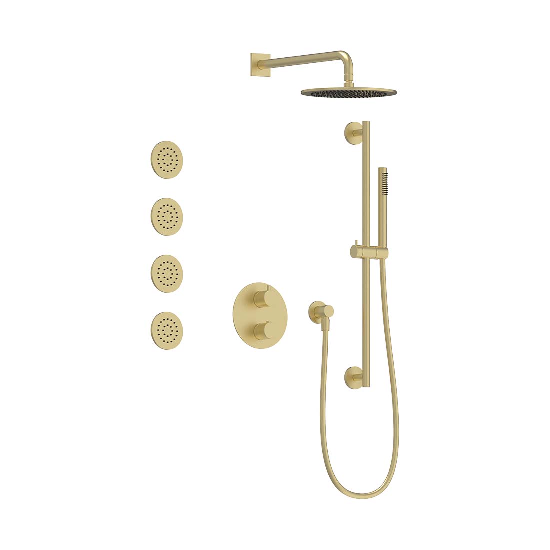 AQUALEM TSKT3133 Universal 3-Way RD Thermostatic Shower Trim Set, 4 Body Sprays (REQ.:HW2300.RI)