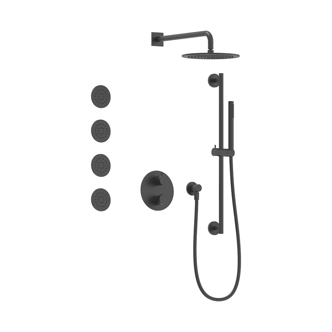 AQUALEM TSKT3133 Universal 3-Way RD Thermostatic Shower Trim Set, 4 Body Sprays (REQ.:HW2300.RI)