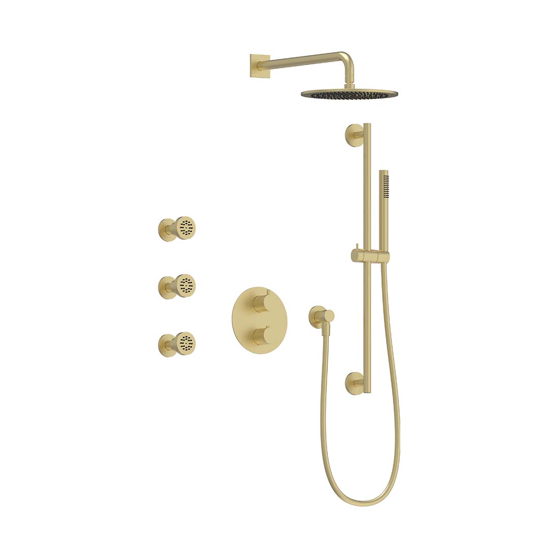 AQUALEM TSKT3133A Universal 3-Way RD Thermostatic Shower Trim Set, 3 ADJ Body Sprays (REQ.:HW2300.RI)
